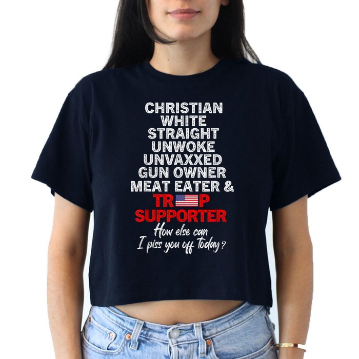 Trump Supporter Christian White Straight Unwoke Unvaxxed Crop Top