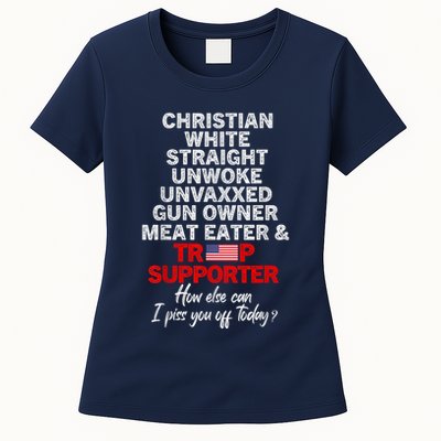 Trump Supporter Christian White Straight Unwoke Unvaxxed Womens T-Shirt