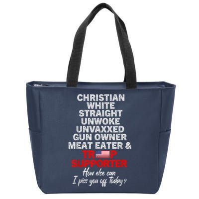 Trump Supporter Christian White Straight Unwoke Unvaxxed Zip Tote Bag