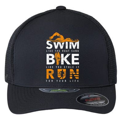 Triathlon Swimming Cycling Running Flexfit Unipanel Trucker Cap