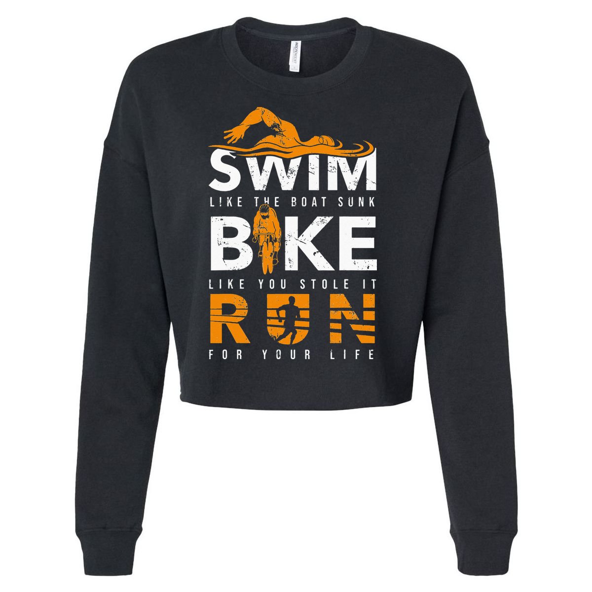 Triathlon Swimming Cycling Running Cropped Pullover Crew