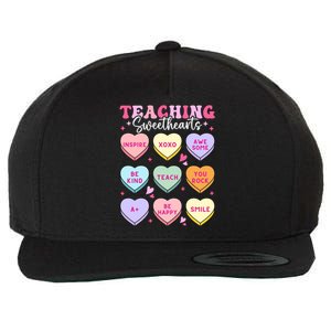 Teaching Sweethearts Candy Heart Teacher Valentines Day Cute Cool Gift Wool Snapback Cap