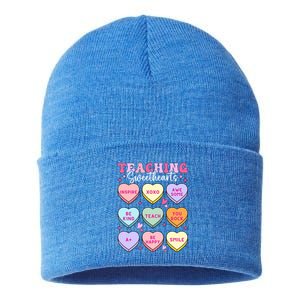 Teaching Sweethearts Candy Heart Teacher Valentines Day Cute Cool Gift Sustainable Knit Beanie