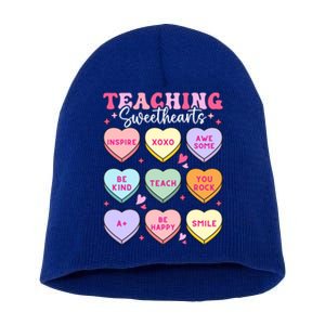 Teaching Sweethearts Candy Heart Teacher Valentines Day Cute Cool Gift Short Acrylic Beanie