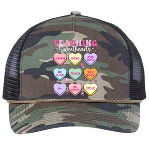 Teaching Sweethearts Candy Heart Teacher Valentines Day Cute Cool Gift Retro Rope Trucker Hat Cap