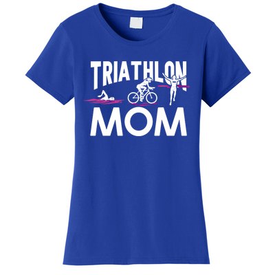 Triathlete Swimming Cycling Running Funny Gift Triathlon Mom Funny Gift Women's T-Shirt