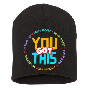 Test STAAR Day Mode On Teacher Testing funny School Short Acrylic Beanie