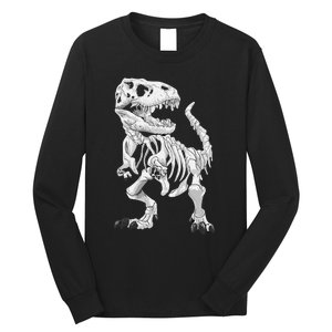 TRex Skeleton Dino Bones Paleontologist Fossil Dinosaur Long Sleeve Shirt