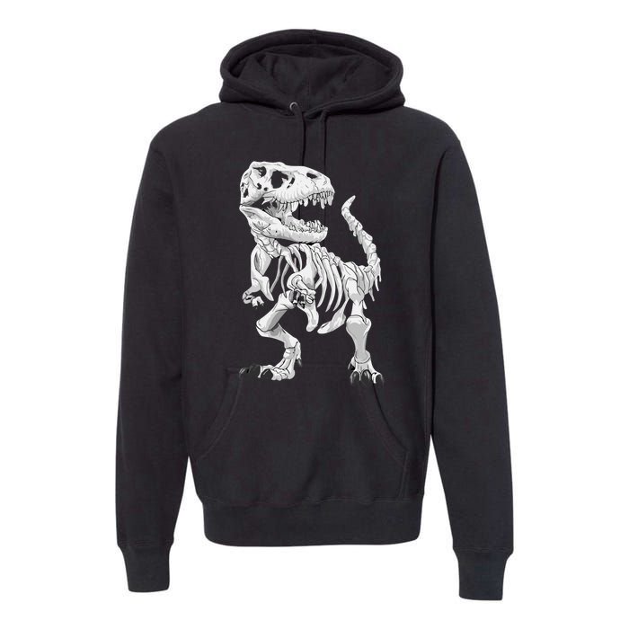 TRex Skeleton Dino Bones Paleontologist Fossil Dinosaur Premium Hoodie