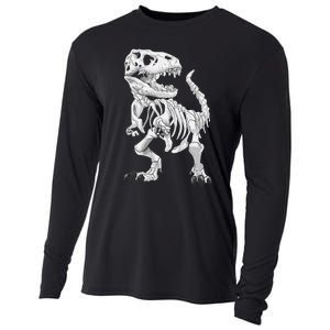 TRex Skeleton Dino Bones Paleontologist Fossil Dinosaur Cooling Performance Long Sleeve Crew