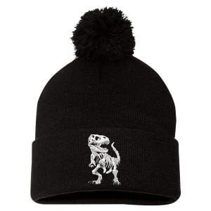 TRex Skeleton Dino Bones Paleontologist Fossil Dinosaur Pom Pom 12in Knit Beanie