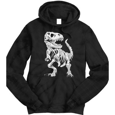 TRex Skeleton Dino Bones Paleontologist Fossil Dinosaur Tie Dye Hoodie