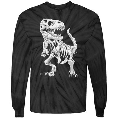 TRex Skeleton Dino Bones Paleontologist Fossil Dinosaur Tie-Dye Long Sleeve Shirt