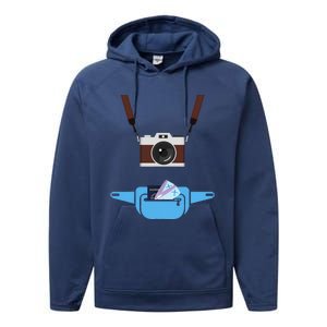 Tourist Spirit Day Camera Passport Fanny Pack Performance Fleece Hoodie