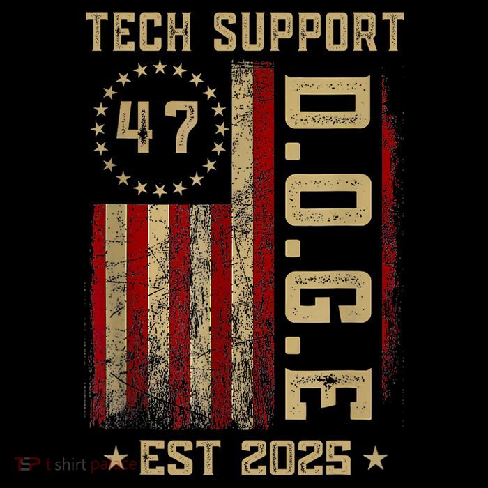 Tech Support D.o.g.e. Funny Usa Flag Full-Length Apron With Pockets
