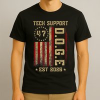 Tech Support D.o.g.e. Funny Usa Flag T-Shirt