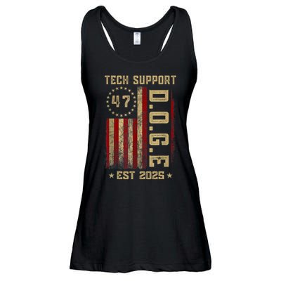 Tech Support D.o.g.e. Funny Usa Flag Ladies Essential Flowy Tank