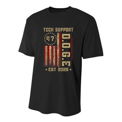 Tech Support D.o.g.e. Funny Usa Flag Youth Performance Sprint T-Shirt