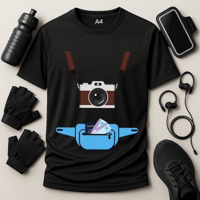 Tourist Spirit Day Camera Passport Fannypack Cooling Performance Crew T-Shirt