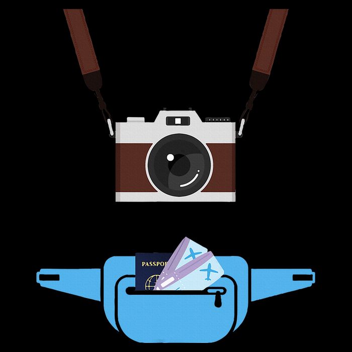 Tourist Spirit Day Camera Passport Fannypack Cooling Performance Crew T-Shirt