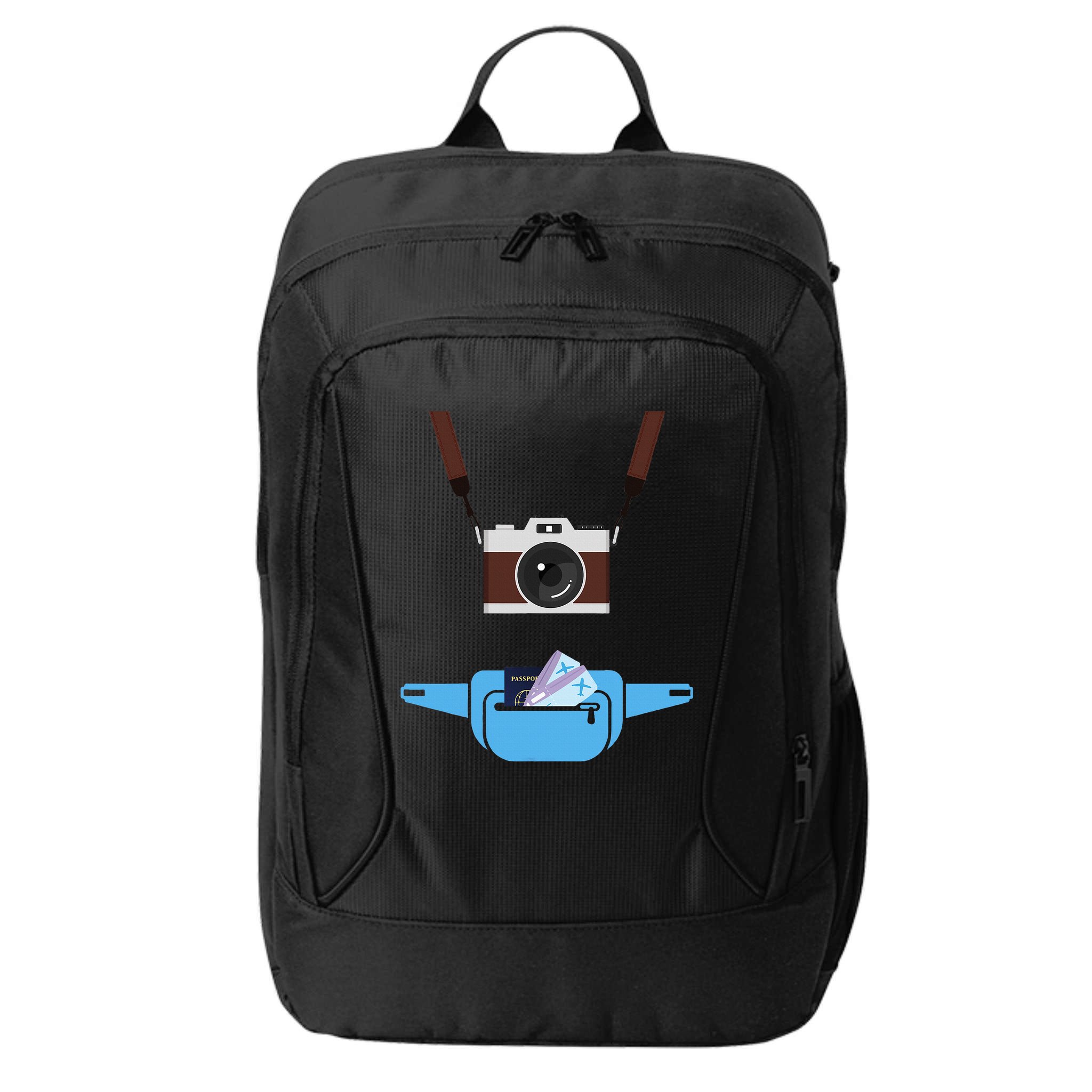 Tourist Spirit Day Camera Passport Fannypack City Backpack