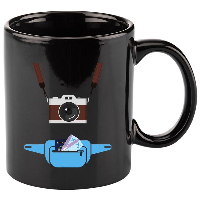 Tourist Spirit Day Camera Passport Fannypack 11oz C Handle Ceramic Mug