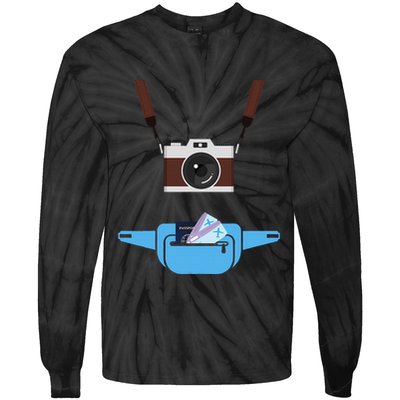 Tourist Spirit Day Camera Passport Fannypack Tie-Dye Long Sleeve Shirt