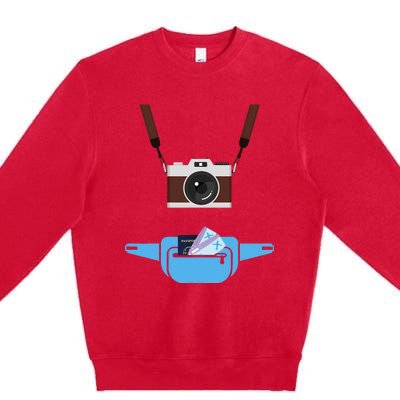 Tourist Spirit Day Camera Passport Fannypack Premium Crewneck Sweatshirt