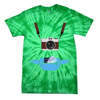 Tourist Spirit Day Camera Passport Fannypack Tie-Dye T-Shirt