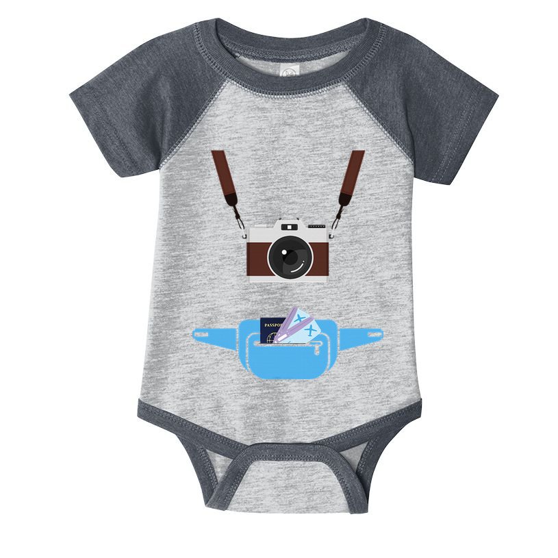 Tourist Spirit Day Camera Passport Fannypack Infant Baby Jersey Bodysuit