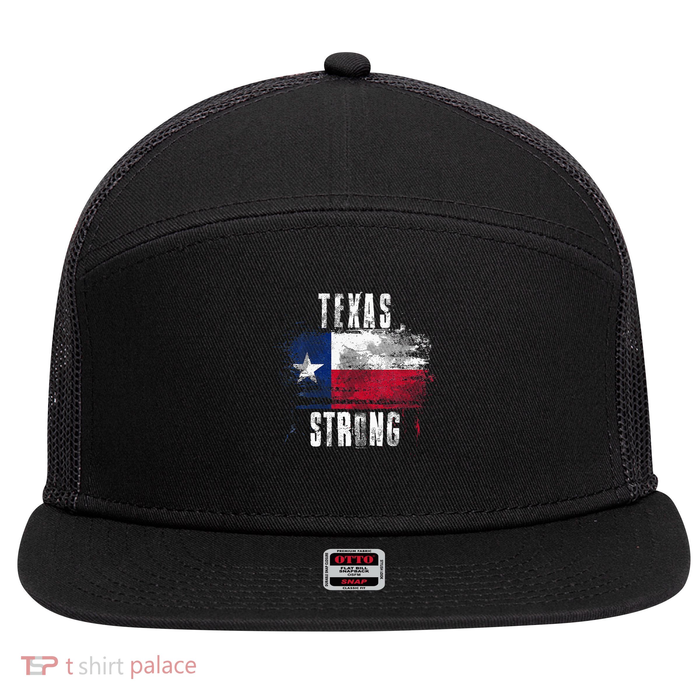 Texas Strong Distressed Flag Texan Pride 7 Panel Mesh Trucker Snapback Hat