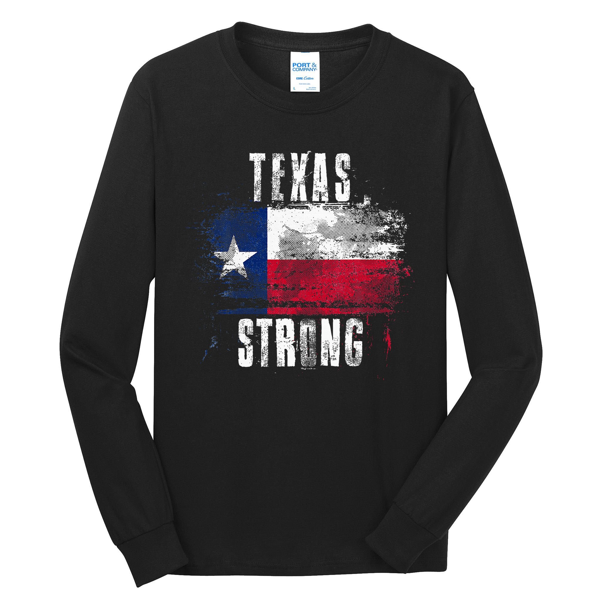 Texas Strong Distressed Flag Texan Pride Tall Long Sleeve T-Shirt