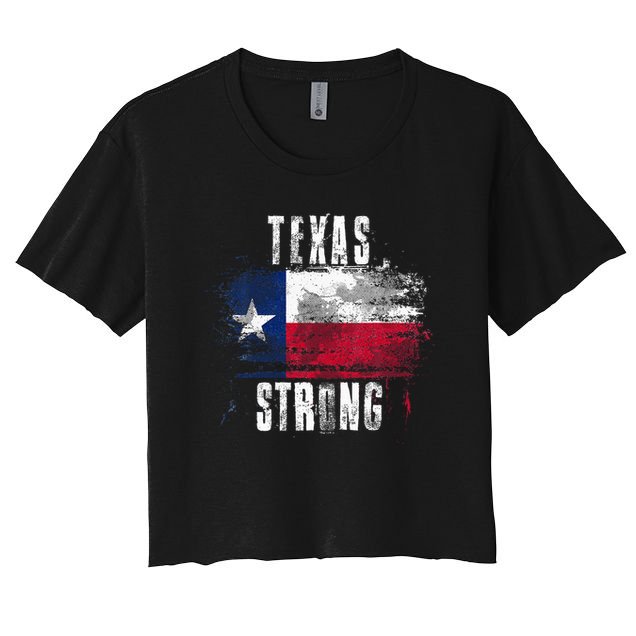 Texas Strong Distressed Flag Texan Pride Crop Top