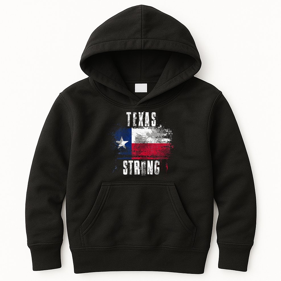 Texas Strong Distressed Flag Texan Pride Kids Hoodie