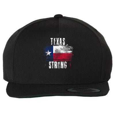 Texas Strong Distressed Flag Texan Pride Wool Snapback Cap