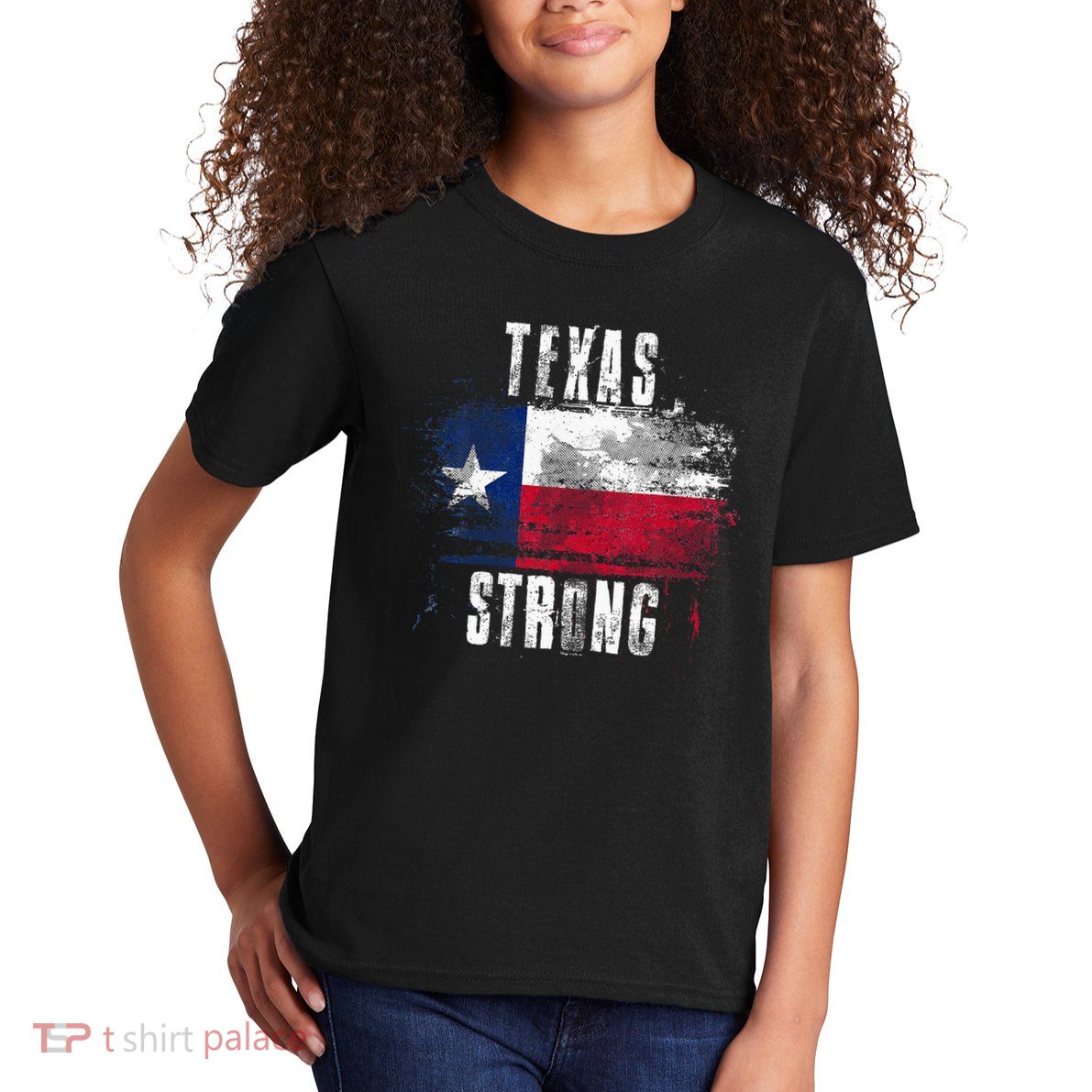 Texas Strong Distressed Flag Texan Pride Kids T-Shirt