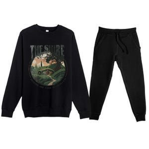 The Shire Distressed Fantasy Merch Tolkien Aragorn Frodo Baggin Premium Crewneck Sweatsuit Set