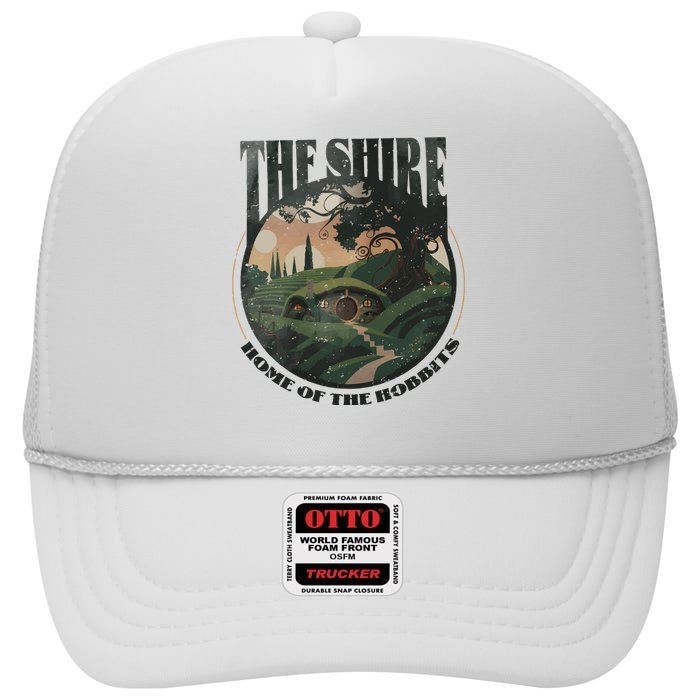 The Shire Distressed Fantasy Merch Tolkien Aragorn Frodo Baggin High Crown Mesh Back Trucker Hat