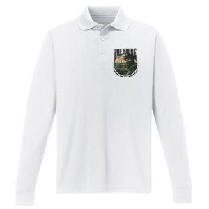 The Shire Distressed Fantasy Merch Tolkien Aragorn Frodo Baggin Performance Long Sleeve Polo