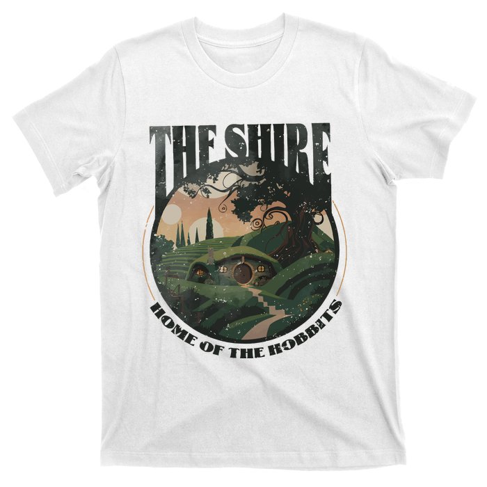 The Shire Distressed Fantasy Merch Tolkien Aragorn Frodo Baggin T-Shirt