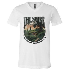 The Shire Distressed Fantasy Merch Tolkien Aragorn Frodo Baggin V-Neck T-Shirt