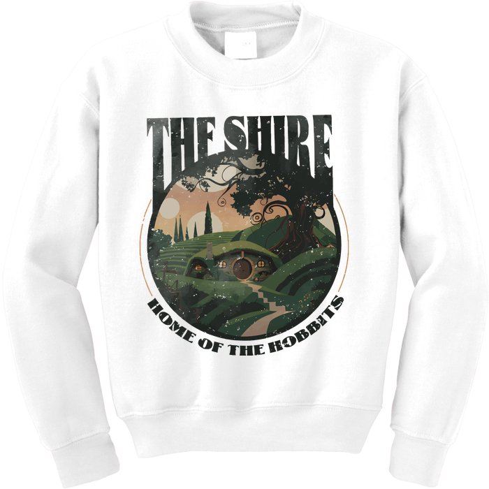 The Shire Distressed Fantasy Merch Tolkien Aragorn Frodo Baggin Kids Sweatshirt