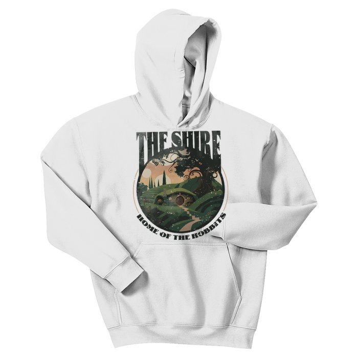 The Shire Distressed Fantasy Merch Tolkien Aragorn Frodo Baggin Kids Hoodie