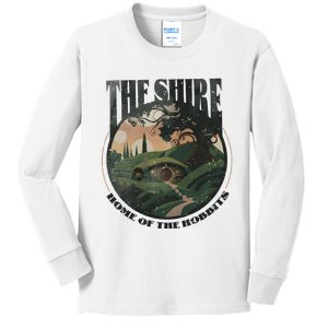 The Shire Distressed Fantasy Merch Tolkien Aragorn Frodo Baggin Kids Long Sleeve Shirt