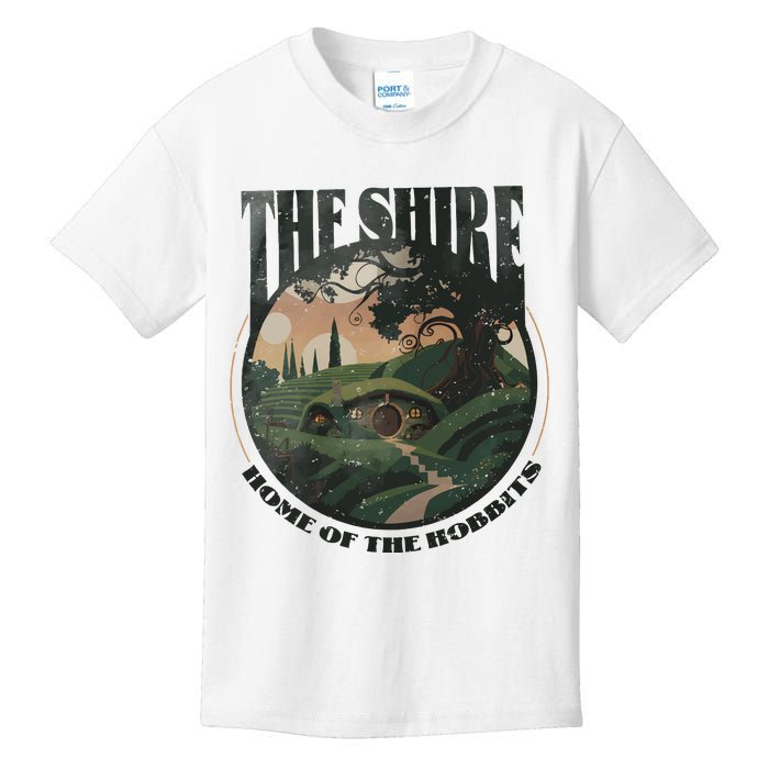 The Shire Distressed Fantasy Merch Tolkien Aragorn Frodo Baggin Kids T-Shirt