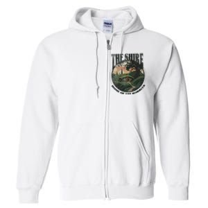 The Shire Distressed Fantasy Merch Tolkien Aragorn Frodo Baggin Full Zip Hoodie