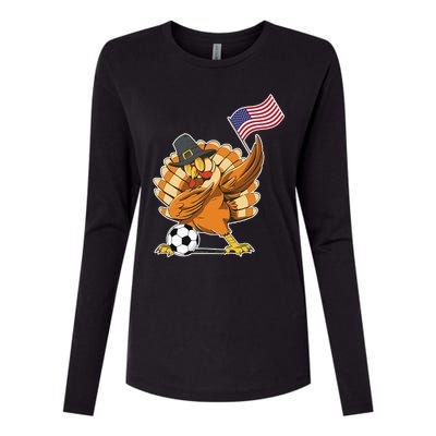 Thanksgiving Soccer  Dabing Turkey USA Soccer Ball Womens Cotton Relaxed Long Sleeve T-Shirt