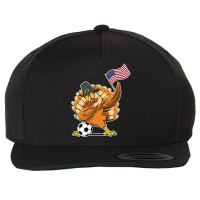 Thanksgiving Soccer  Dabing Turkey USA Soccer Ball Wool Snapback Cap