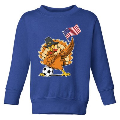 Thanksgiving Soccer  Dabing Turkey USA Soccer Ball Toddler Sweatshirt