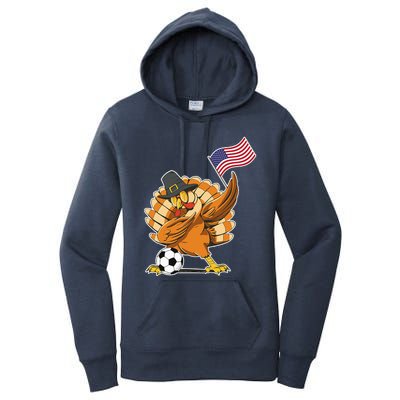 Thanksgiving Soccer  Dabing Turkey USA Soccer Ball Women's Pullover Hoodie